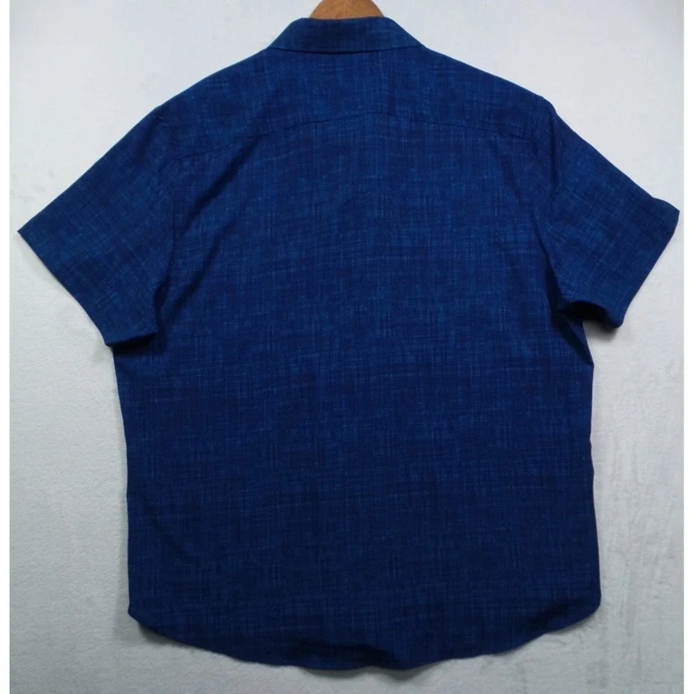Con.Struct Shirt Mens Size XXL Blue‎ Button Down Short Sleeve 4-Way Stretch NWT